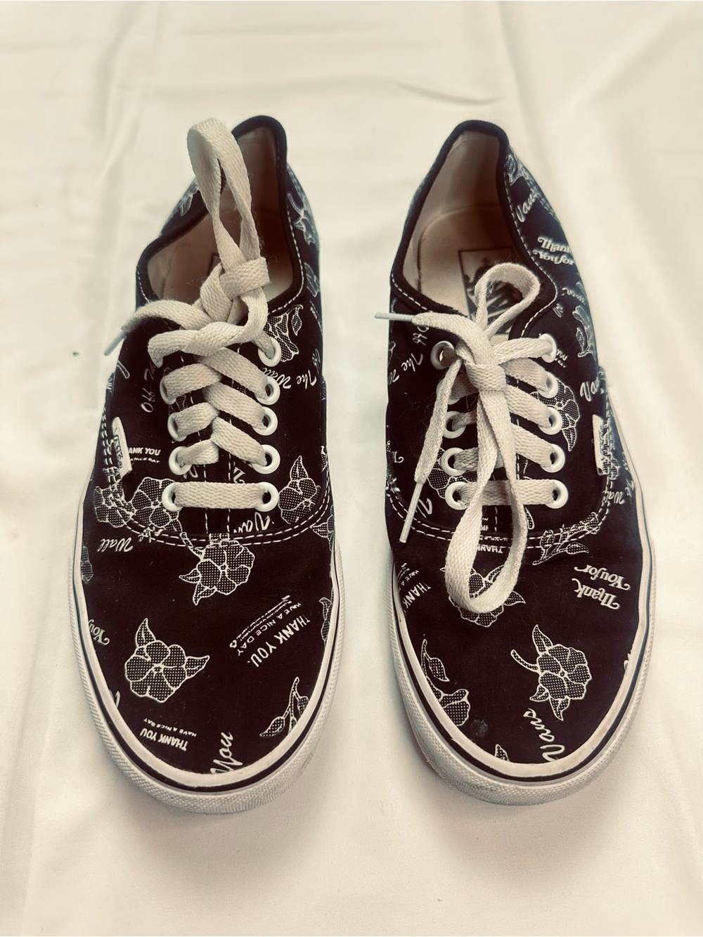 Vans Graphic Print Sneakers | Y2K Indie Skater Doodle Floral Shoes Sz 7 - Picture 5 of 9
